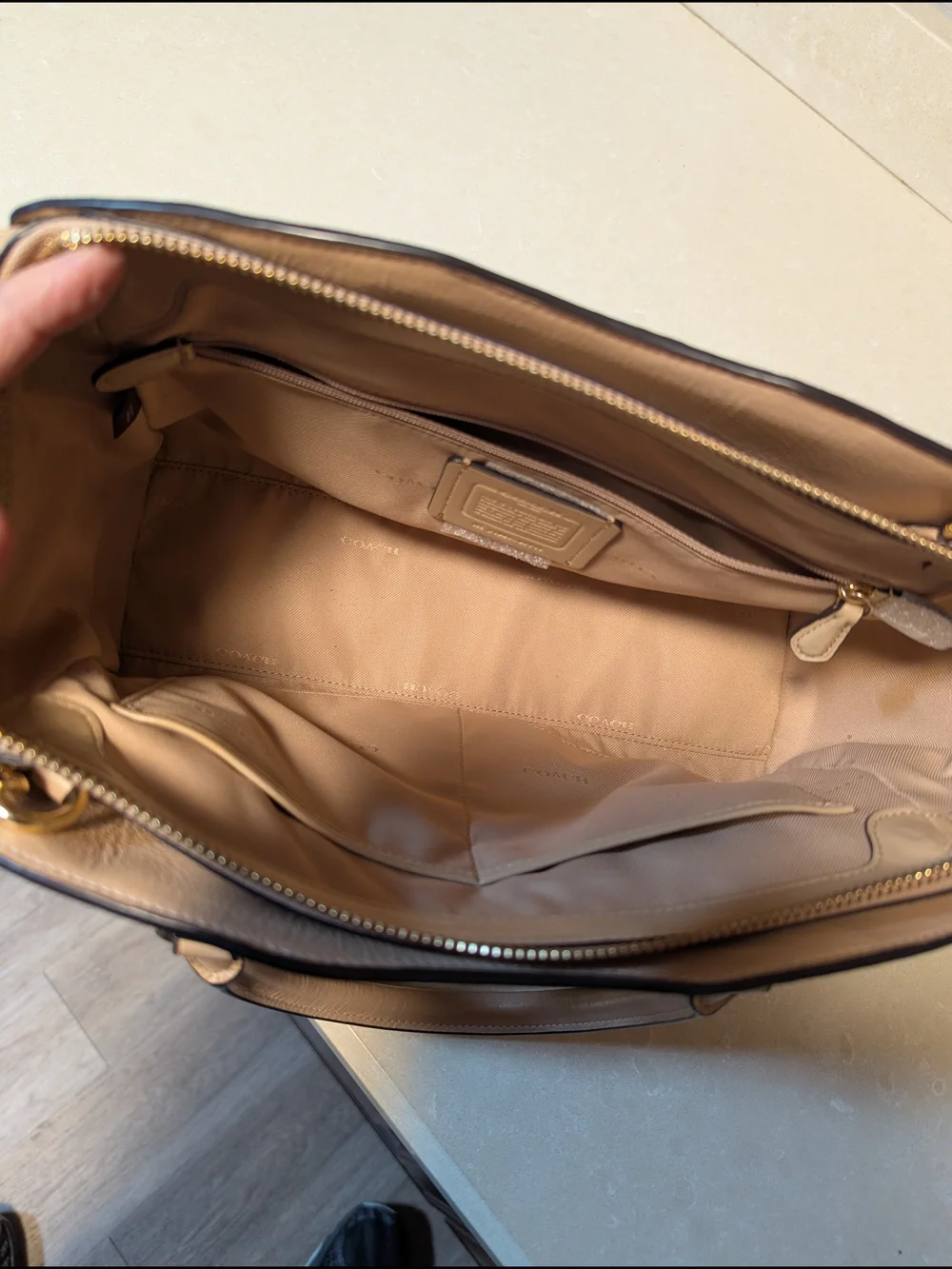 Coach Beachwood/Gold Pebble Leather Dome Satchel -